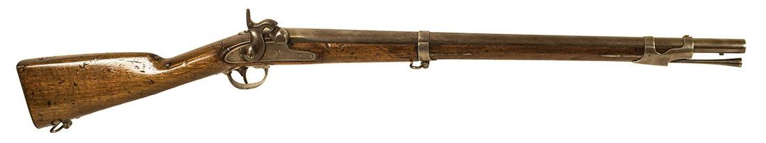 PERCUSSION MUSKETOON, .69 CAL"Springfield, 1853, (eagle: PERCUSSION MUSKETOON, .69 CAL"Springfield, 1853, (eagle with shield), US", percussion, stamped marks "V, P", varnish on stock, minor repairs, original ramrod, 40 3/4" l.