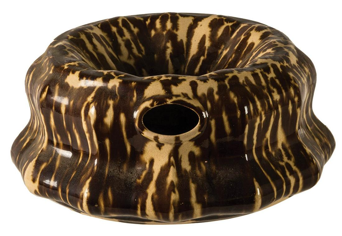 19TH C. BENNINGTON SPITTOONRound pottery spittoon,: 19TH C. BENNINGTON SPITTOONRound pottery spittoon, Bennington, VT, stamp on bottom "1849.", 4" h, 10" w.