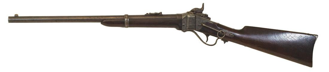 PERCUSSION CARBINE, .50/.70 CALCarbine - percussion to: PERCUSSION CARBINE, .50/.70 CALCarbine - percussion to fixed cartridge conversion contracted by NY State in 1867-1868, "C Sharps' Pat, Oct 5th, 1852", with other patent stamps "R.S. Lawrence' Pat, Apr