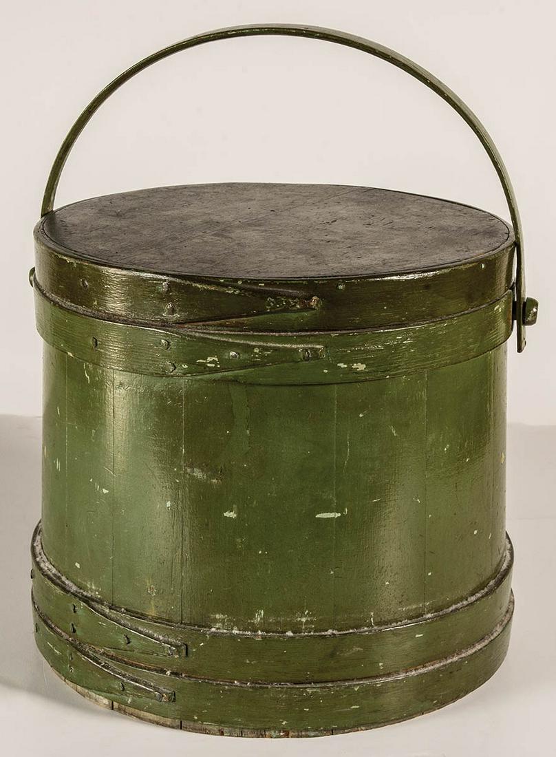 EARLY 19TH C. FIRKINLarge green painted firkin, with (1 of 2)