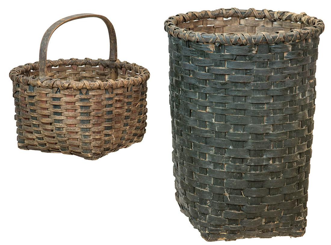 TWO 19TH C. BASKETSMaine Indian, hoop handle, double (1 of 1)