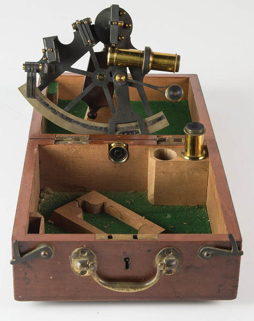 EARLY 20TH C. MARINE SEXTANTMahogany boxed sextant, (1 of 3)