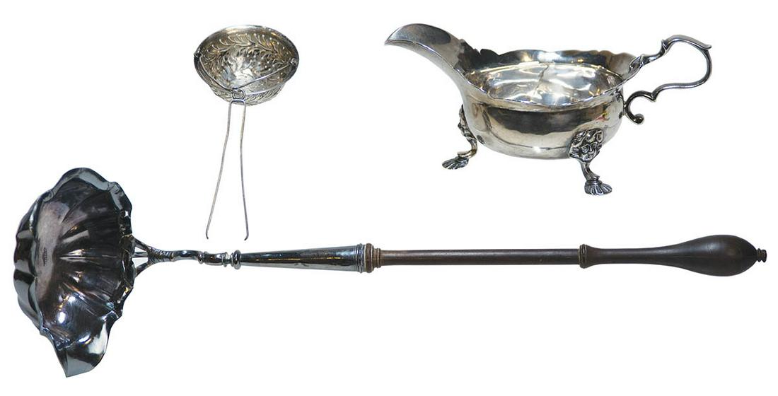 THREE SILVER PIECES18th c. creamer, coin silver marked (1 of 1)