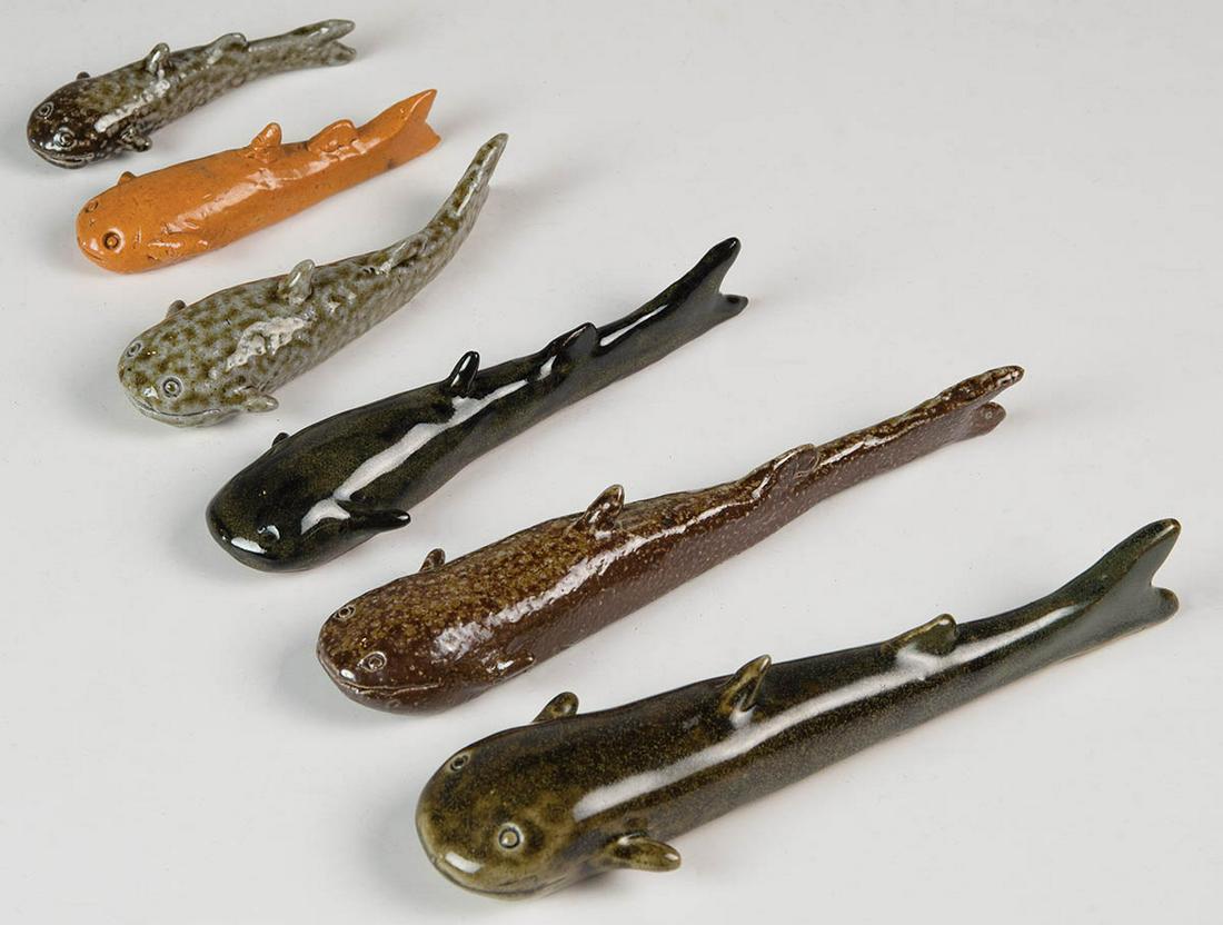 SIX VINTAGE POTTERY CATFISHSouthern folk pottery (1 of 1)