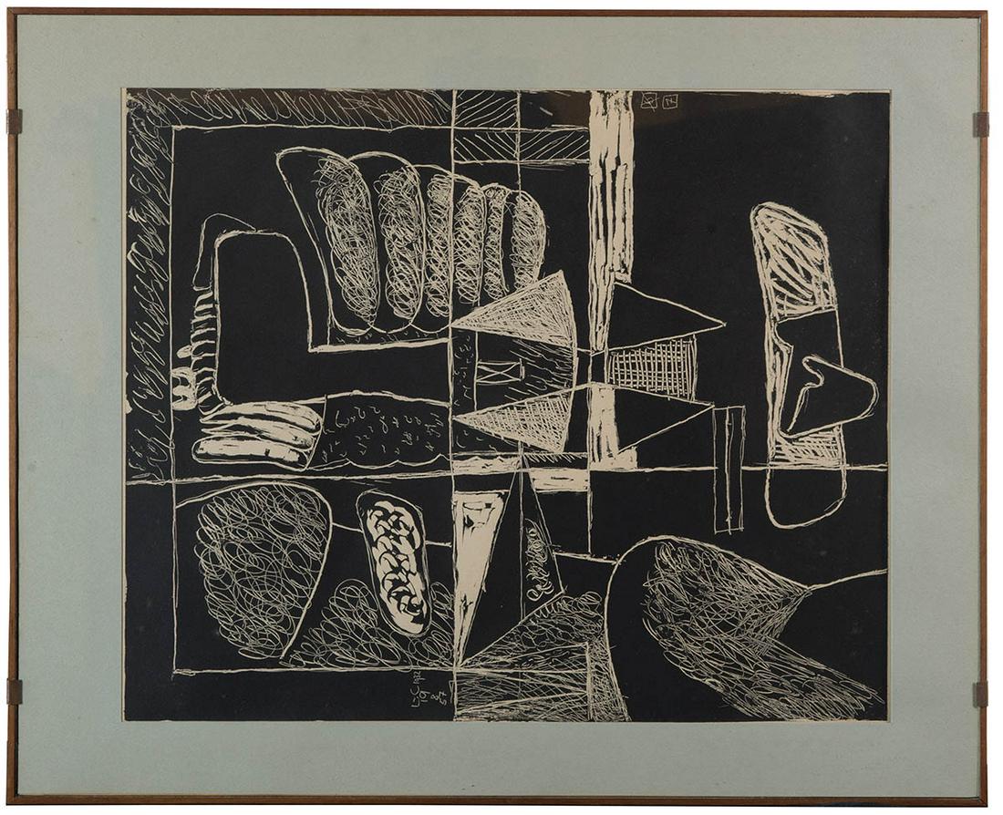 TWO BLACK AND WHITE LITHOGRAPHS"Le Corbusier, 1957", "6 (1 of 4)