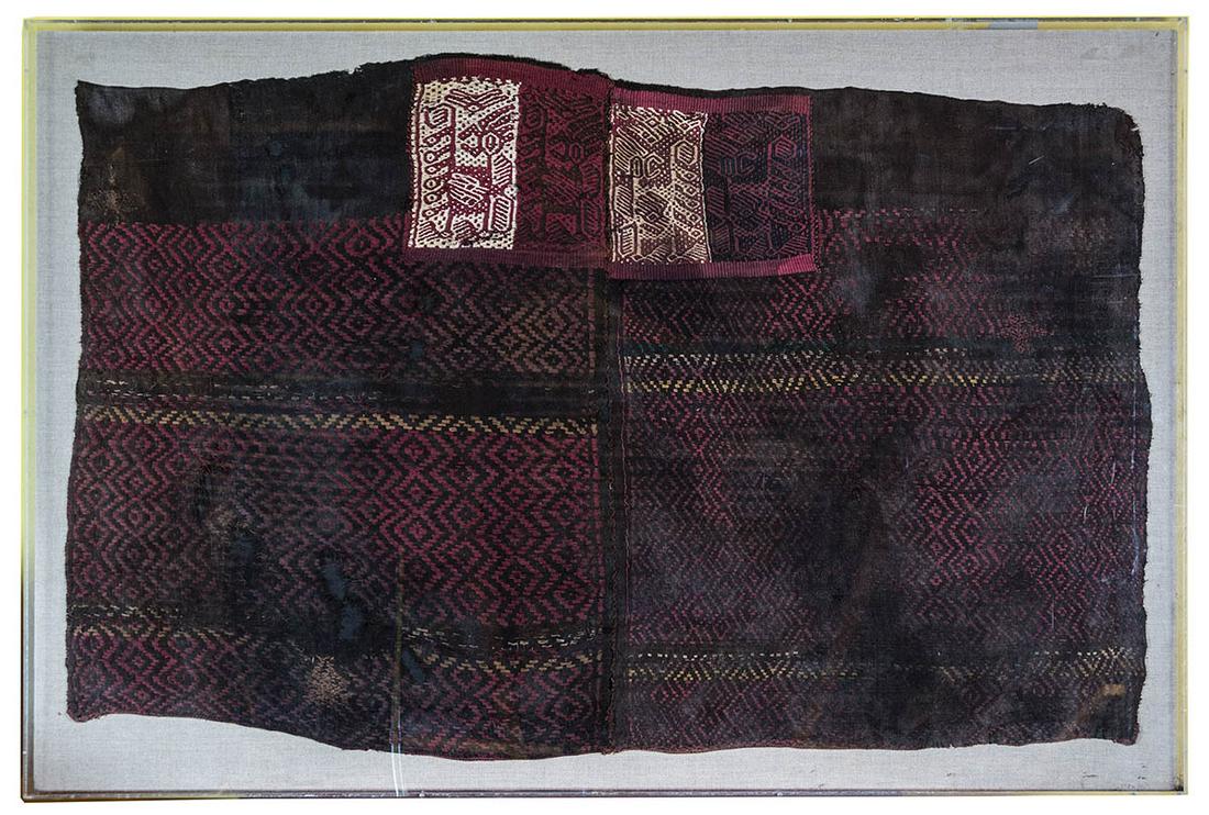 PRE-COLUMBIAN WOVEN CLOTH BLANKETLucite framed blanket, (1 of 2)