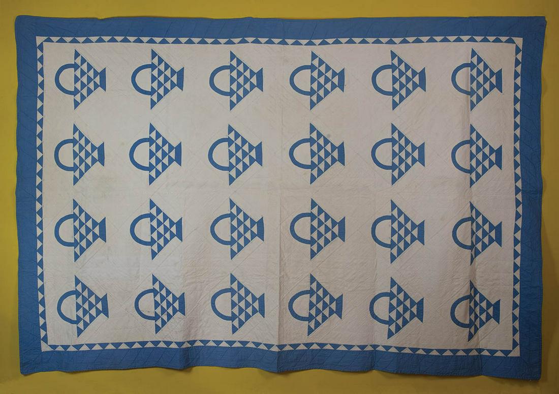 RARE PAIR OF EARLY 20TH C. QUILTSLight blue on white, (1 of 2)