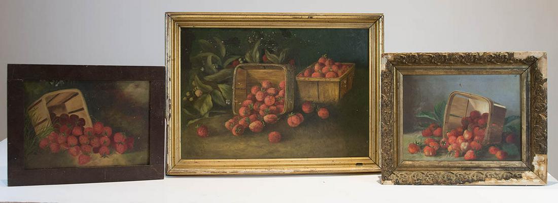 THREE FRAMED STILL LIFESOil on canvas still lifes, (1 of 1)