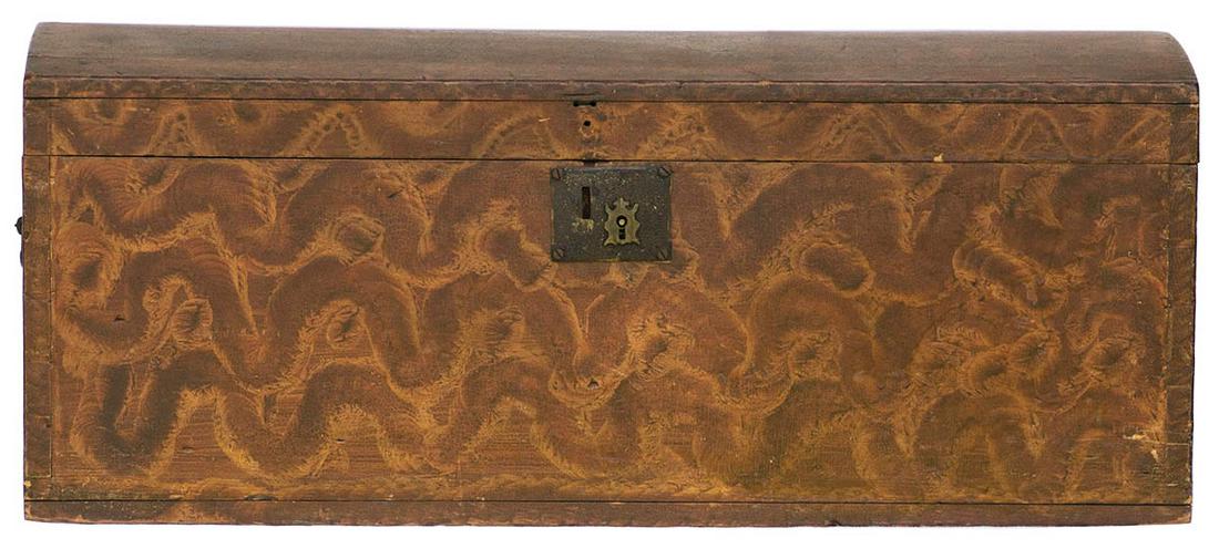 19TH C. DOME TOP CHESTGrain painted chest, exuberant (1 of 2)