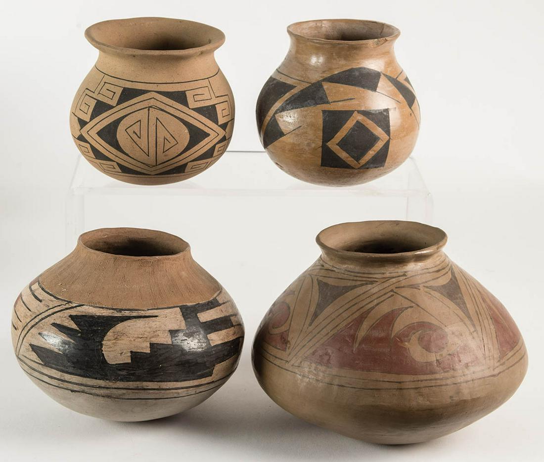 FOUR PUEBLO POTTERY JARSRed and brown geometric designs (1 of 1)