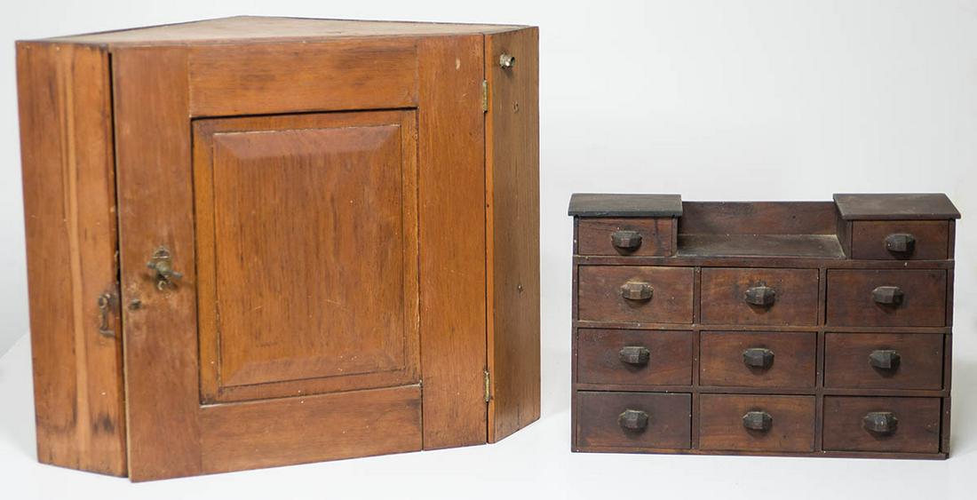 19TH C. CORNER CUPBOARD, AND SPICE CABINETSmall wood (1 of 1)