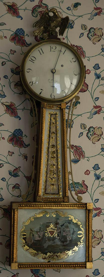 19TH C. BANJO CLOCKSigned on dial "L. Curtis, Patent" (1 of 1)