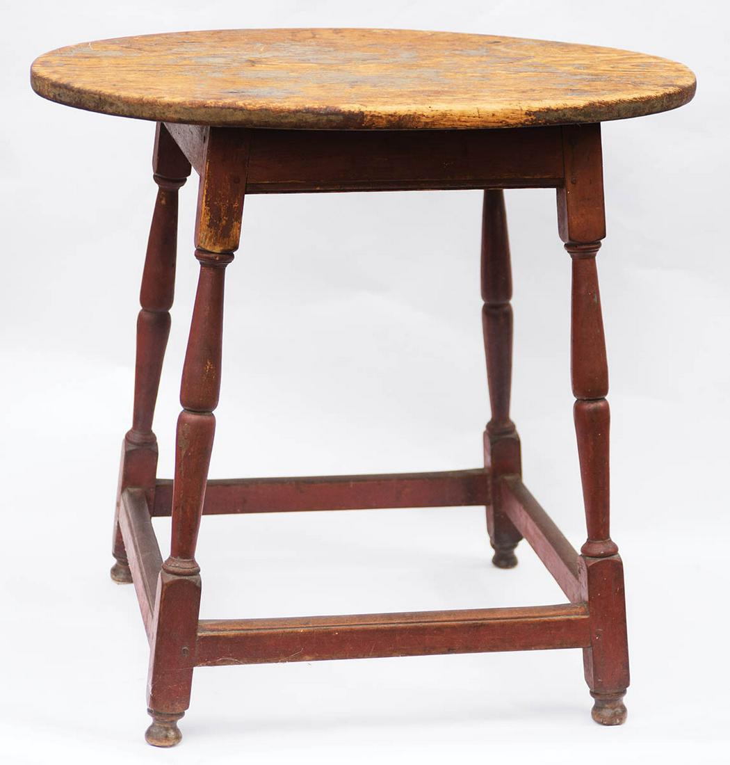 18TH C. TAVERN TABLEScrubbed oval top, stretcher base, (1 of 1)