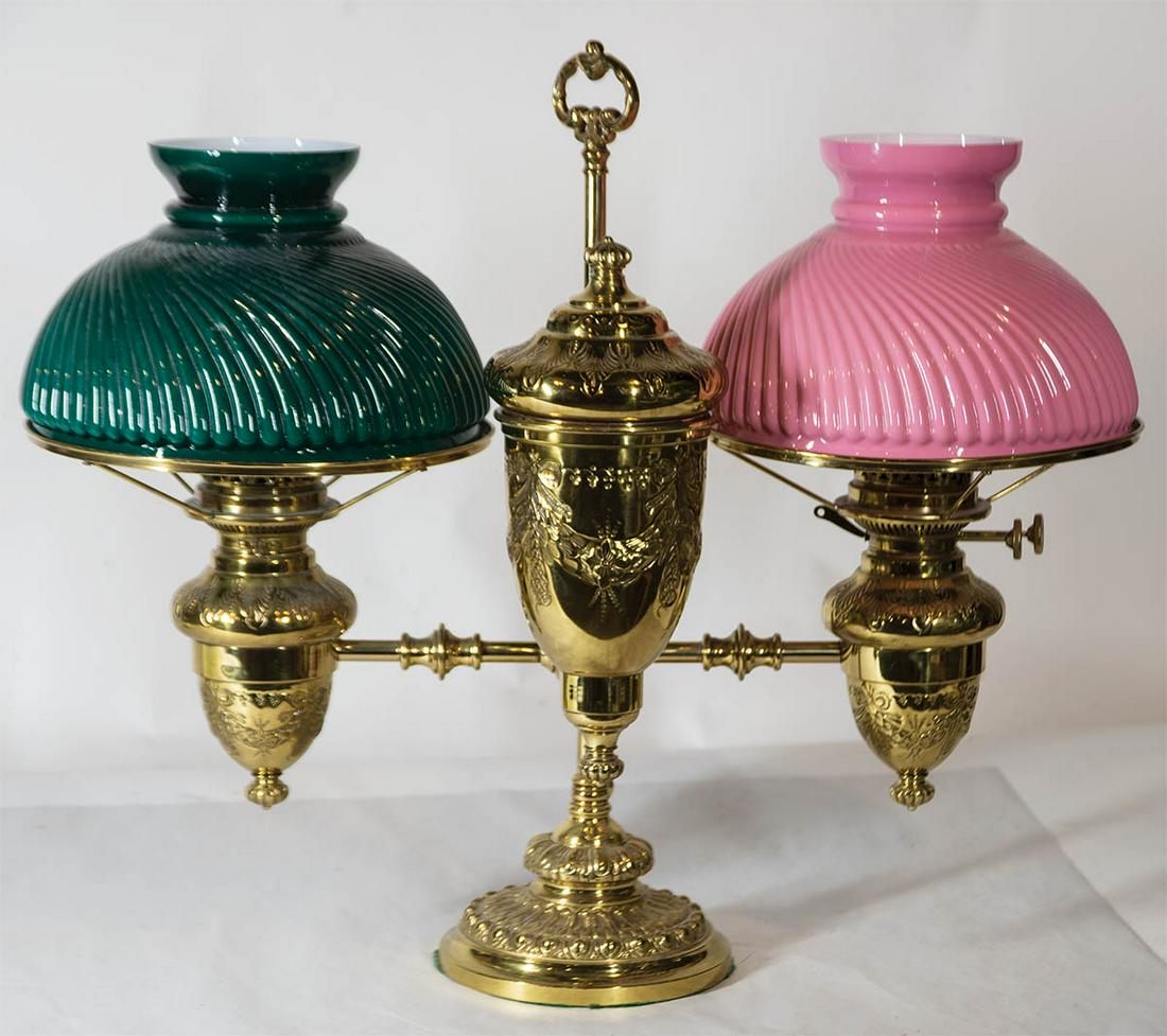 19TH C. DOUBLE STUDENT LAMP"Bradley & Hubbard Duplex" (1 of 3)