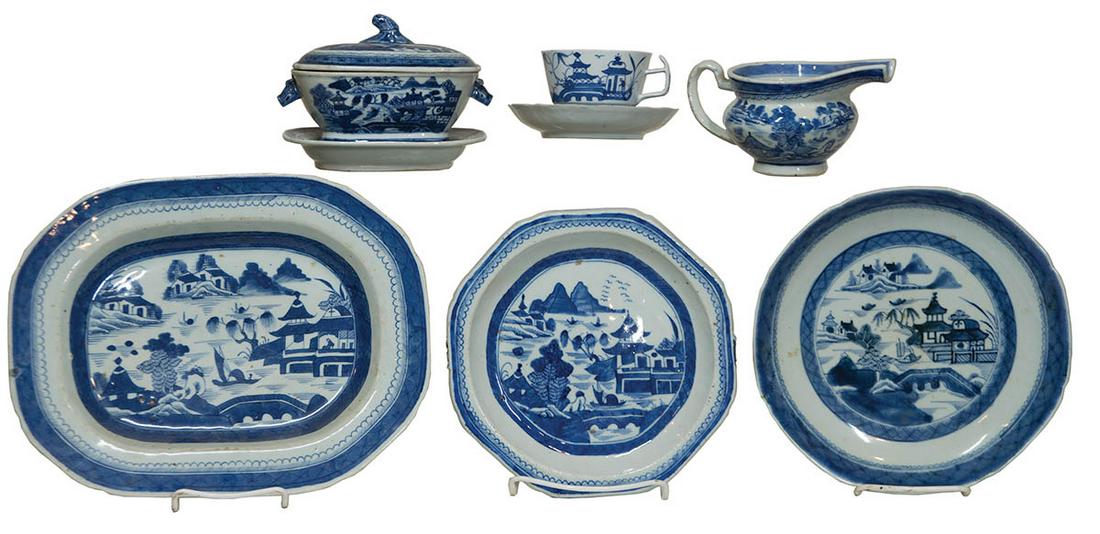 19TH C. CANTON CHINA COLLECTIONTwo teacups and saucers, (1 of 1)