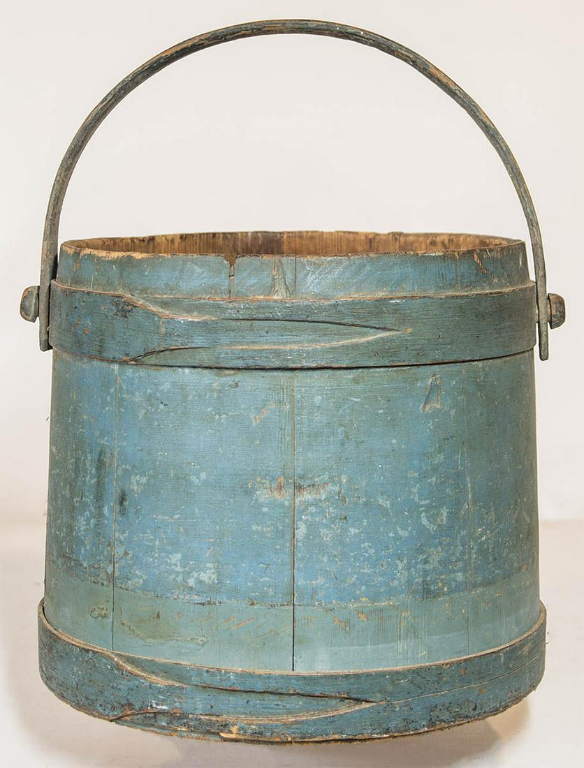 19TH C. PINE FIRKIN Original blue painted finish, (1 of 1)
