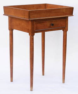 WASH STANDTiger maple, pine and poplar secondary woods, original varnish finish, top part canted