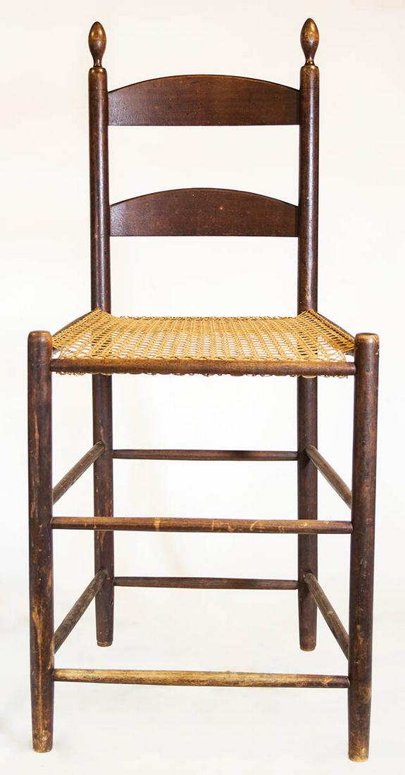 RARE TALL TILT CHAIRCherry wood, original dark red walnut stained finish, two-slat back with beveled (1 of 1)