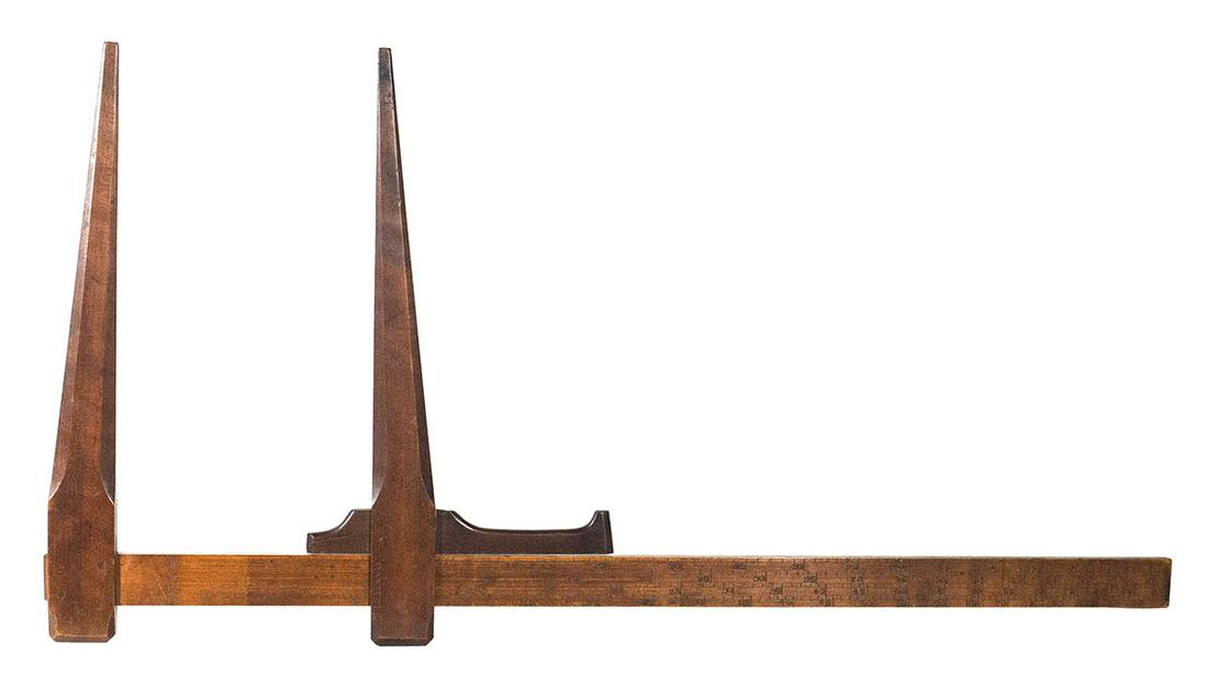 LOG MEASURECherry wood, two vertical measures, both double pinned and lambs tongue chamfering, one (1 of 2)