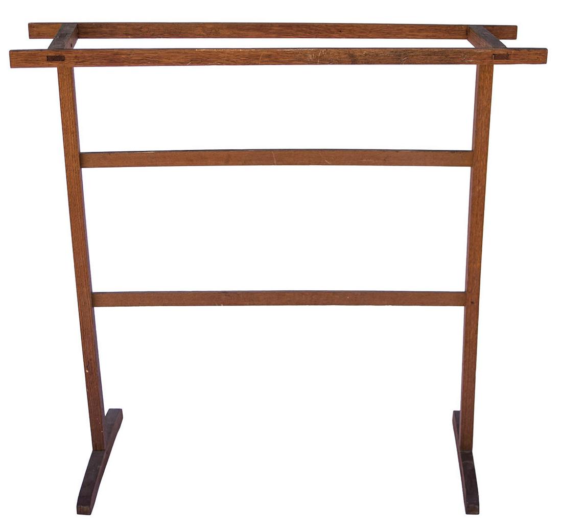 DRYING RACKAsh and pine, original patinated finish, double rectangular bar top, through mortised and (1 of 3)