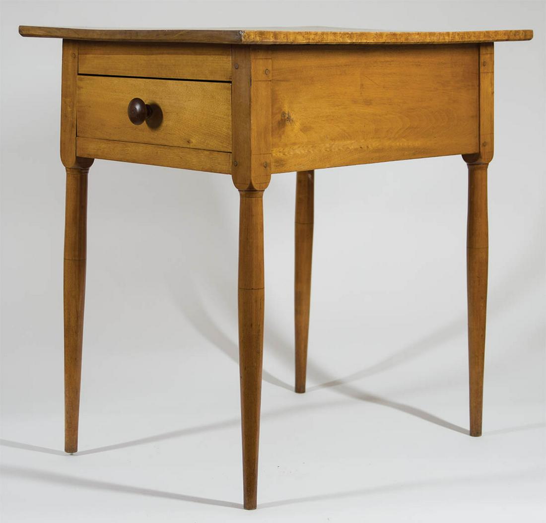 SISTER'S WORK STANDSingle board tiger maple rectangular top, 18 1/4" x 25 1/4", (note: slight bevel (1 of 4)