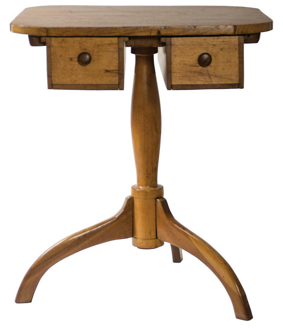 SISTER'S TRIPOD SEWING STANDBirch single board top with shaped corners, over two underslung sliding (1 of 5)