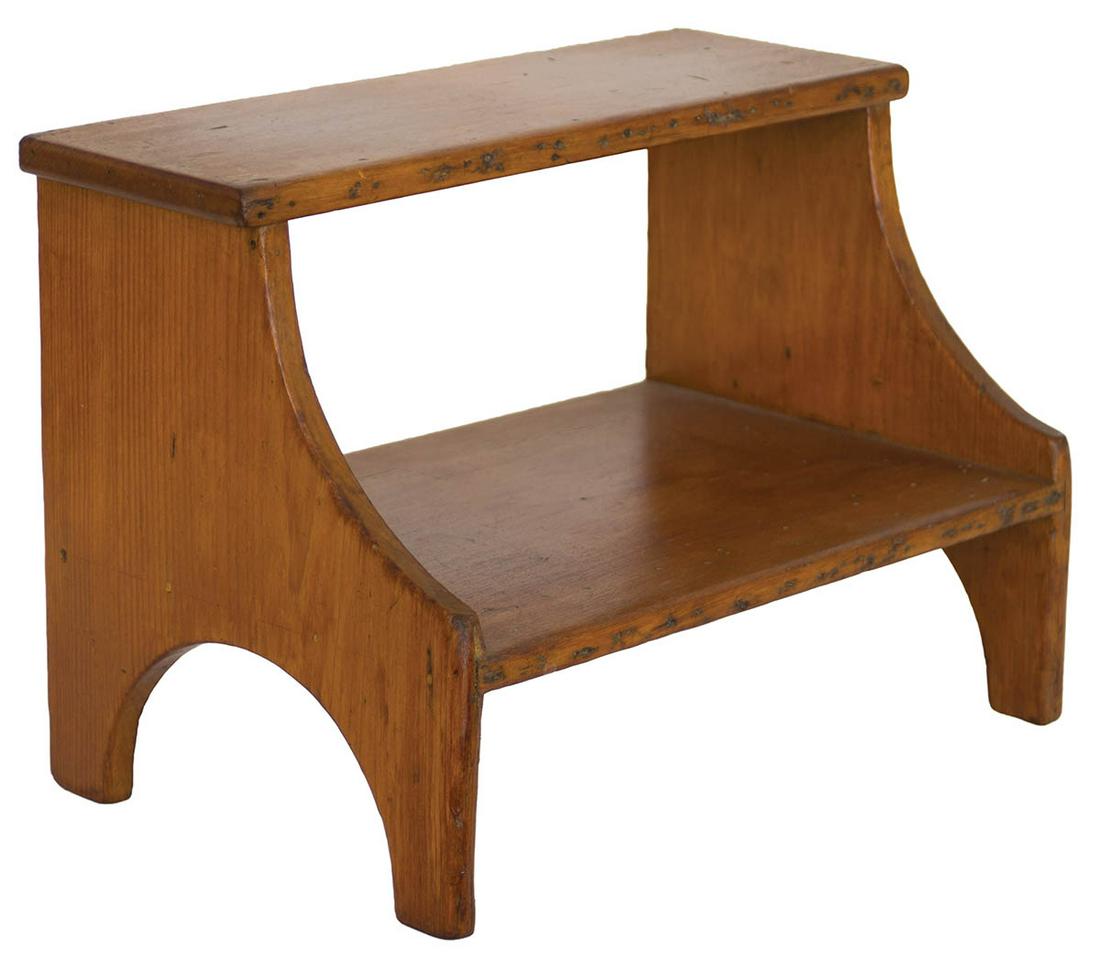 SISTER'S SEWING STEPSYellow pine, traces of original varnished red stained finish, 5" w tread top (1 of 1)