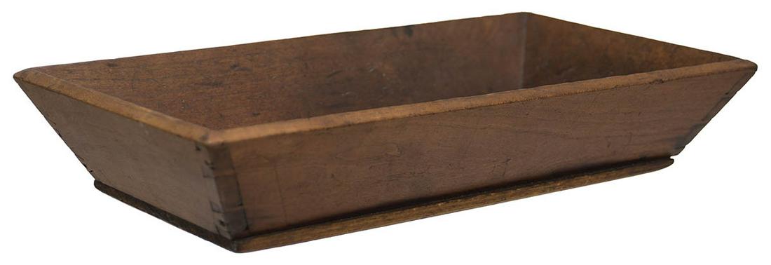 APPLE SORTING TRAYWalnut and pine, original finish with patina, rectangular form, canted sides and (1 of 2)