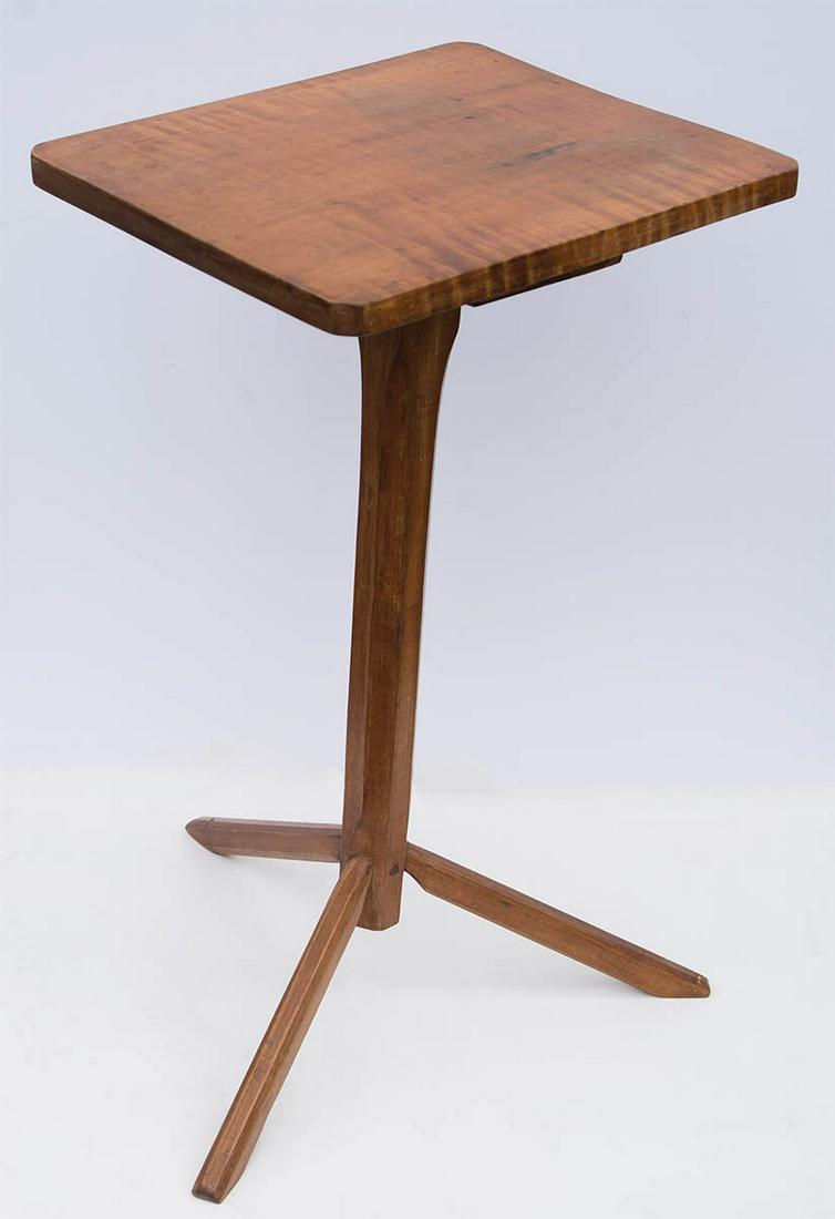 TRIPOD STANDTiger maple and maple, old refinish, rectangular top (13 1/2" x 15 3/4"), rectangular (1 of 5)