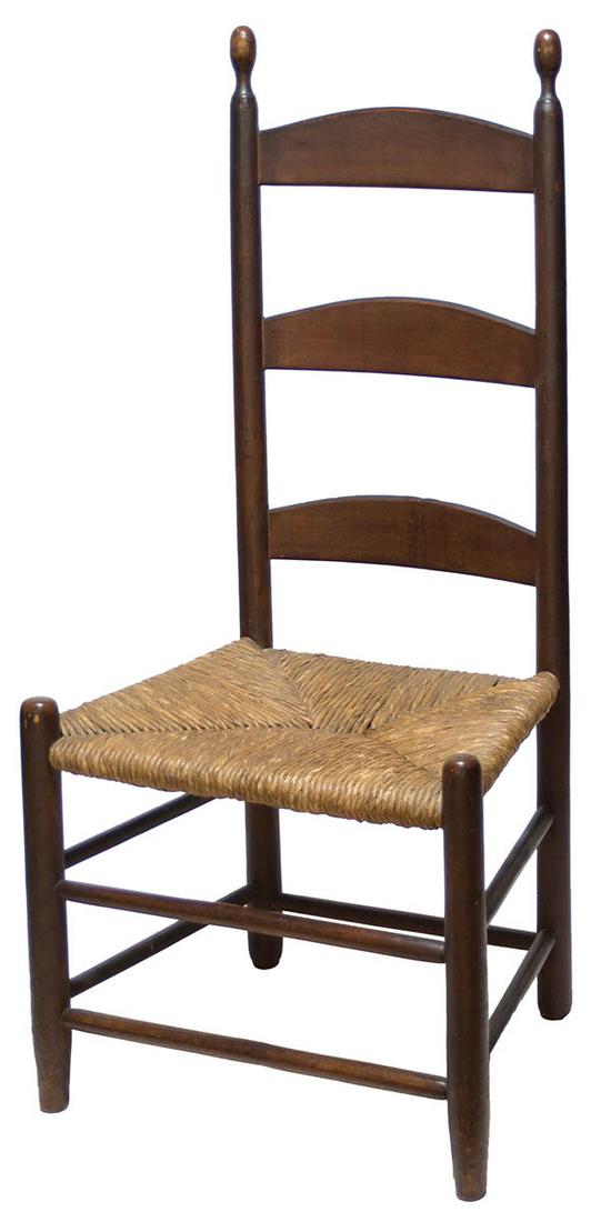 SIDE CHAIR WITH TILTERSMaple, original dark red painted surface (patinated), elliptical finials with (1 of 1)