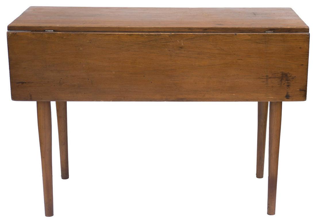 DROP LEAF WORK TABLEPine and maple, natural finish, one board top (17" w), two leaves (10" w), (1 of 4)