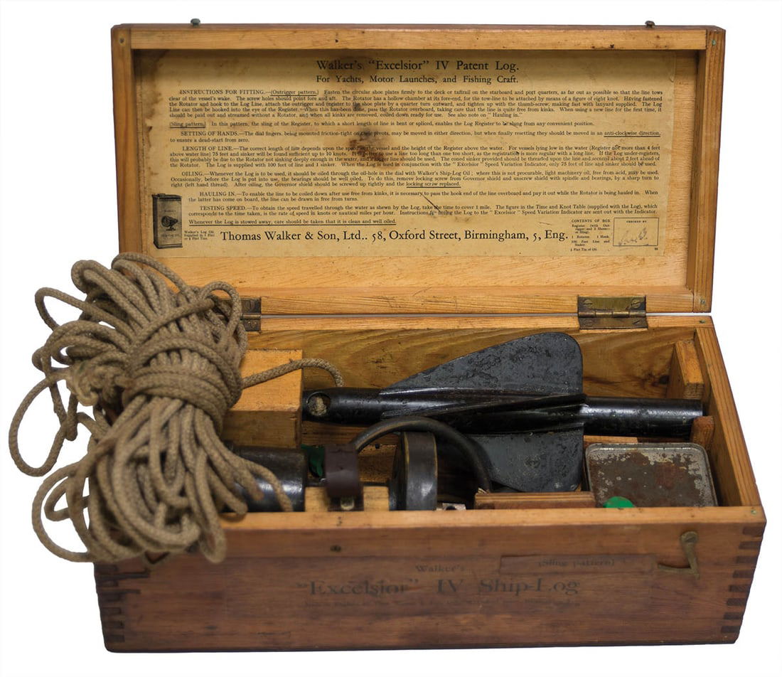"WALKER'S, EXCELSIOR, IV SHIP'S LOG" In original fitted and dovetailed box, "for yachts, motor (1 of 1)