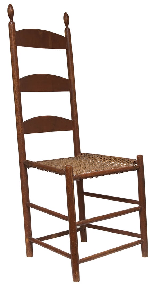CLASSIC PERIOD SHAKER SIDE CHAIR Birch, original red painted finish, exceptional tall Enfield, NH (1 of 2)