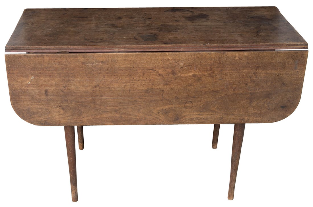 SHAKER DROP LEAF WORK TABLE Birch, original natural finished top and leaves, original red base, (1 of 3)