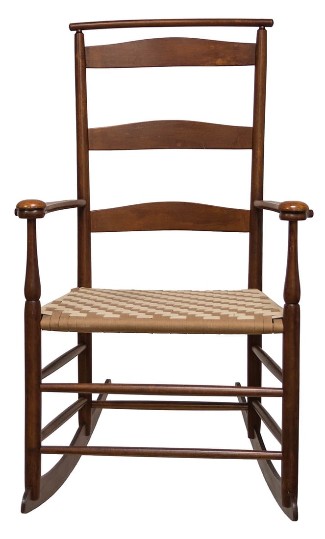ROCKING ARMCHAIR Maple, original natural varnish finish, Shaker production chair with shawl bar, (1 of 4)