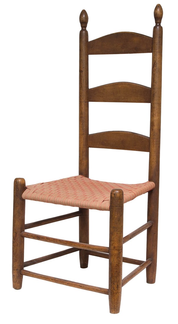 SMALL EARLY SISTER'S SIDE CHAIR Maple, original light brown stained finish, three slats graduated (1 of 3)