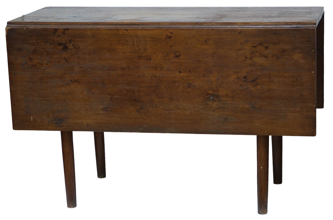 DROP LEAF WORK TABLE Birch, original brown stained finish with patina, two 15 1/2" deep leaves, 3' 9 (1 of 1)