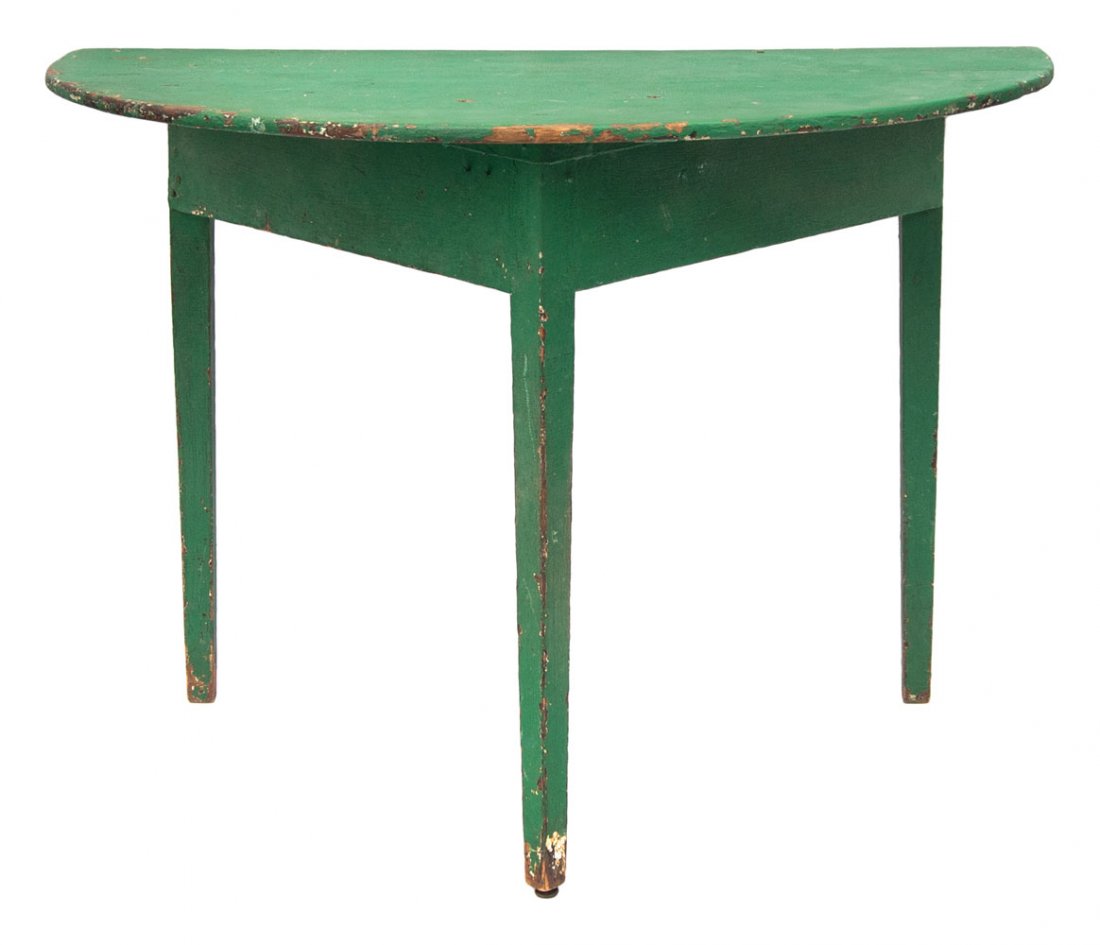 Green half round table, 1830's (1 of 4)