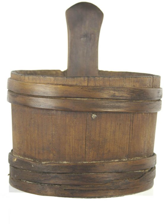 18th c. New England pine piggen, brown stained fini