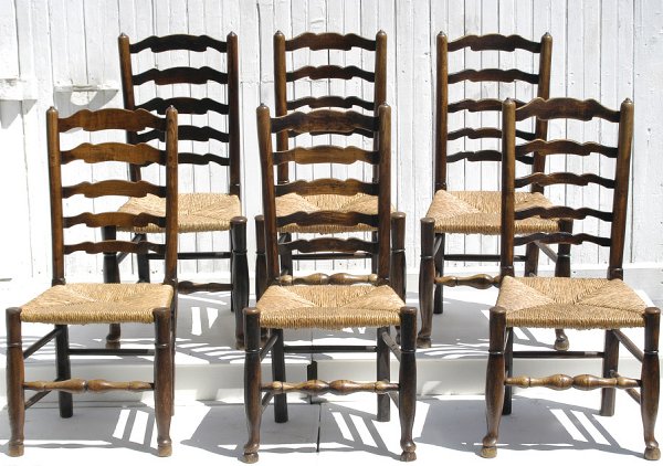 Set of six 18th c. English Lancashire country chai