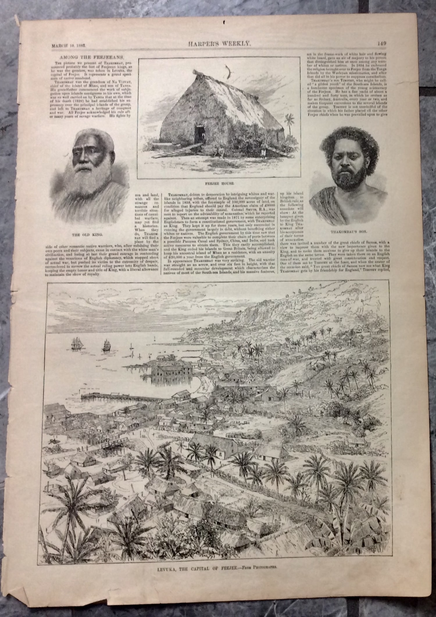 ANTIQUE 1883 Harper's Weekly Full Page Illustration (1 of 2)
