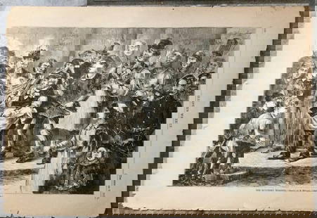 ANTIQUE 1871 Harper's Weekly Interior Page Woodblock Illustration Wedding Customs In The 19th: ANTIQUE 1871 Harper's Weekly Interior Page Landscape Woodblock Illustration By E. Mullen A Look At Wedding Customs In The Late 19th Century. It is suitable for framing. Artist name in title is E. Mull
