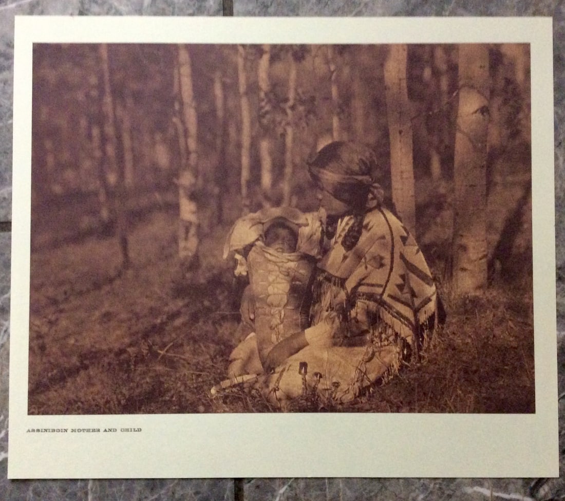 "ASSINIBOINE MOTHER AND CHILD"  Edward Curtis 2006 Sepia Tone American Indian Photo (1 of 2)