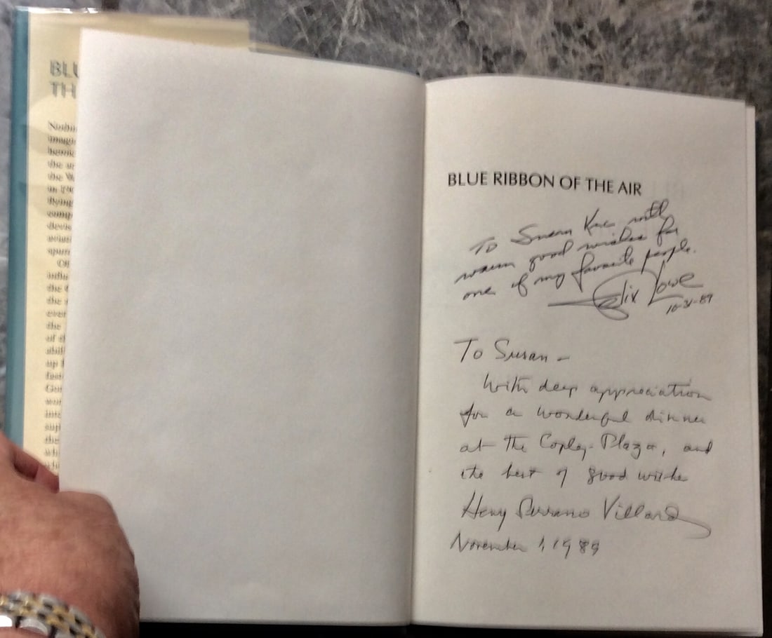 AUTHOR SIGNED "Blue Ribbon of the Air" by Henry Villard Hardcover 1987 History of Influential Early: SCARCE AUTHOR SIGNED Hardcover 1987 History of Influential Early Aviation Race 1st Edition 1st Printing In Dust Jacket. "Blue Ribbon of the Air: The Gorden Bennett Races" by Henry Villard. HARDCOVER 1