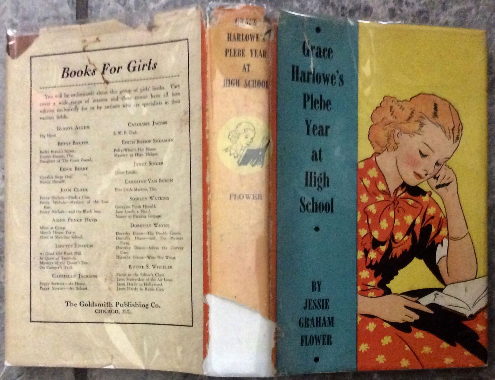 ANTIQUE Hardcover ND circa 1930s Juvenile Girl's Grace Harlow Series In DJ: ANTIQUE Hardcover circa 1930s Juvenile Girl's Grace Harlow Series In Dust Jacket. "Grace Harlowe's Plebe Year At High School" or "The Merry Doings of the Oakdale Freshmen Girls" by Jessie Flower. HARD