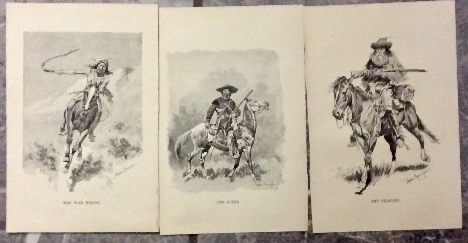 ANTIQUE 1906 (3) Frederick Remington Illustrations From Francis Parkman's "Oregon Trail.: ANTIQUE 1906 (3) Frederick Remington Illustrations From Francis Parkman's "Oregon Trail", suitable for framing. There B&W illustrations From a (wrecked) 1906 copy of noted Historian Francis Parkman's