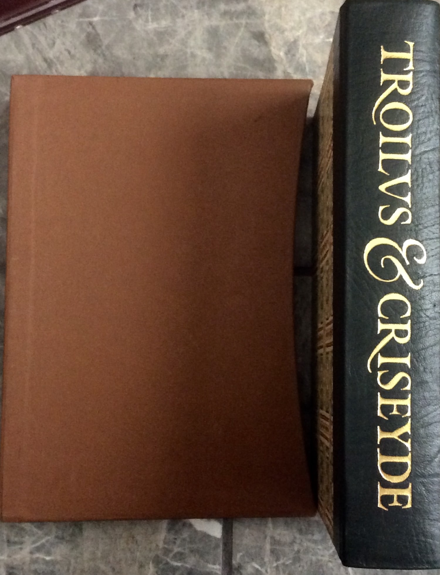 "TROILUS & CRISEYDE" by Geoffrey Chaucer 1990 Hardcover Illustrated Half Leather Hardcover in: VINTAGE 1990 Illustrated Half Leather Hardcover Chaucer's Epic Poem 1st THUS Edition 1st Printing In Slipcase. "TROILUS & CRISEYDE" by Geoffrey Chaucer. HARDCOVER 1990 Folio Society (England) 1st THUS
