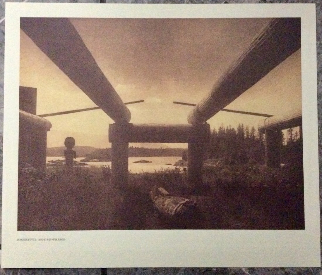 "KWAKIUTL HOUSE FRAME" Edward Curtis 2006 Sepia Tone American Indian Photo: Sepia Tone North American Indian Photo Of Western Indian Life By Famed 19th Century American Photographer Edward S. Curtis. Copyright 2006 by Tess Press/BBS Publishing. Suitable for framing, each phot