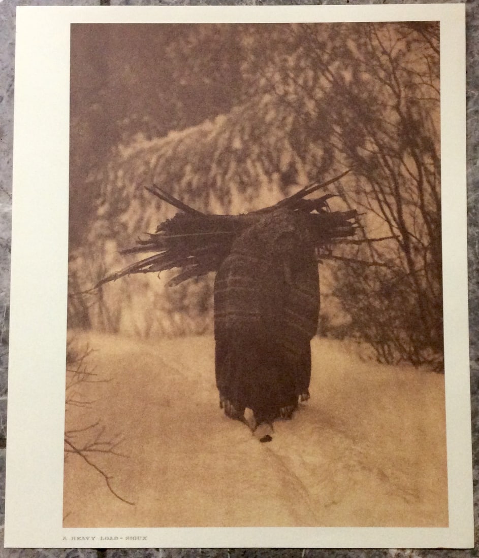 "A HEAVY LOAD-SIOUX" Edward Curtis 2006 Sepia Tone American Indian Photo (1 of 2)