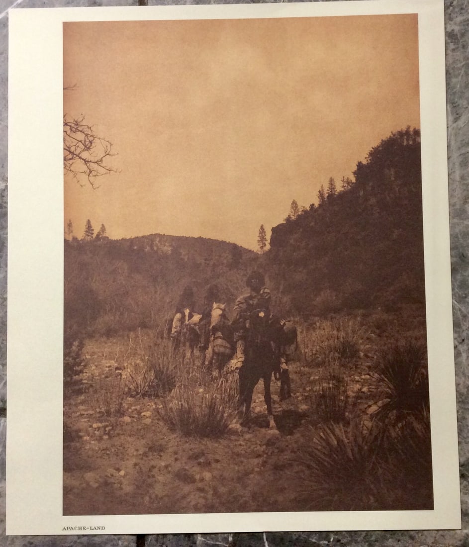 "APACHE LAND" Edward Curtis 2006 Sepia Tone American Indian Photo: Sepia Tone North American Indian Photo Of Western Indian Life By Famed 19th Century American Photographer Edward S. Curtis. Copyright 2006 by Tess Press/BBS Publishing. Suitable for framing, each phot